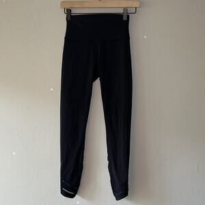 Lululemon Wunder Under Crop Black High Rise Leggings Mesh Size 2